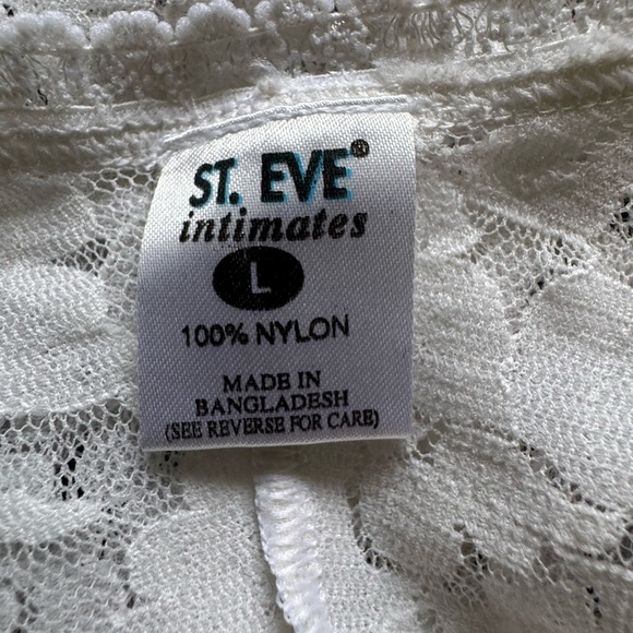 St Eve Intimates White Sheer Lace Sleeveless Mini Slip Nylon Chemise Size Large - Picture 8 of 12